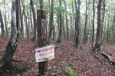上地登山口への分岐